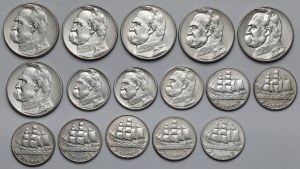 Piłsudski et le voilier 2-5 or 1934-1936 - set (16pcs)