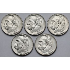 Piłsudski 5 złotych 1938 - zestaw (5szt)