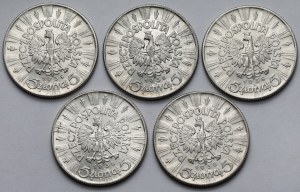 Piłsudski 5 zloty 1938 - set (5pcs)