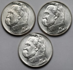 Pilsudski 10 gold 1935-1937 - set (3pcs)