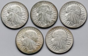 Tête de femme 10 or 1932-1933 - set (5pcs)
