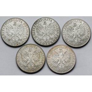 Głowa Kobiety 10 złotych 1932-1933 - zestaw (5szt)