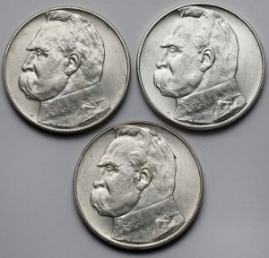 Pilsudski 10 gold 1935-1937 - set (3pcs)