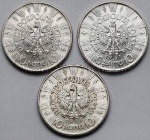 Pilsudski 10 gold 1935-1937 - set (3pcs)