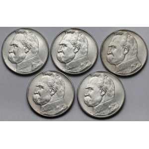 Piłsudski 10 złotych 1938 - zestaw (5szt)