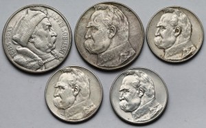 Sobieski et Piłsudski 5-10 or 1933-1939 - set (5pcs)