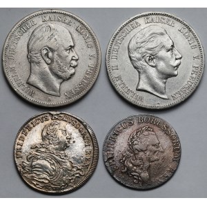 Śląsk, Wrocław i Prusy, 1/2 - 1/3 talara 1752-1777 i 5 marek 1876-1907 - zestaw (4szt)