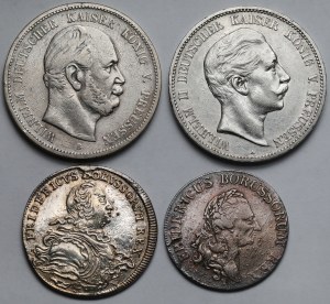Breslau and Prussia, 1/2, 1/3 thaler and 5 marks 1752-1907 - set (4pcs)
