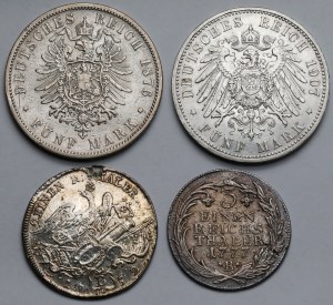 Breslau and Prussia, 1/2, 1/3 thaler and 5 marks 1752-1907 - set (4pcs)