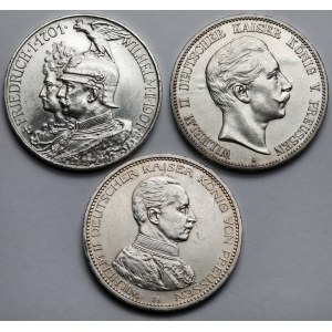 Niemcy, Prusy, 5 marek 1901-1913 - zestaw (3szt)