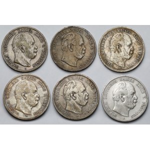 Niemcy, Prusy, 5 marek 1874-1876 - zestaw (6szt)