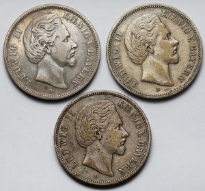 Germany, Bavaria, 5 marks 1874-1876 - set (3pcs)