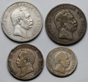 Allemagne, Hesse, Thaler 1859 et 2-5 marques 1876 - set (4pc)