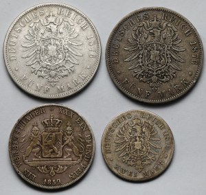 Allemagne, Hesse, Thaler 1859 et 2-5 marques 1876 - set (4pc)
