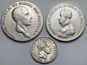 Allemagne, Prusse, 1 et 1/6 thalers 1814-1849 - set (3pcs)