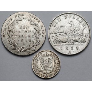 Niemcy, Prusy, 1 i 1/6 talara 1814-1849 - zestaw (3szt)