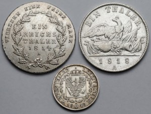Allemagne, Prusse, 1 et 1/6 thalers 1814-1849 - set (3pcs)