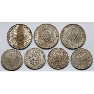 Niemcy, Bawaria, 2-3 marki 1876-1911 - zestaw (7szt)
