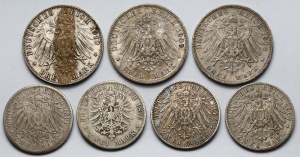 Allemagne, Bavière, marques 2-3 1876-1911 - set (7pcs)