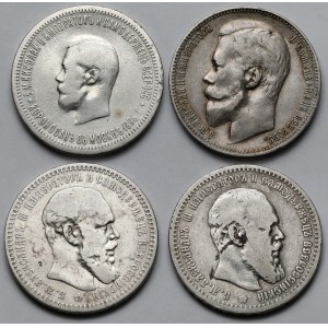 Rosja, Aleksander III i Mikołaj II, Rubel 1891-1899 - zestaw (4szt)