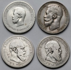 Russia, Alexander III and Nicholas II, Ruble 1891-1899 - set (4pcs)