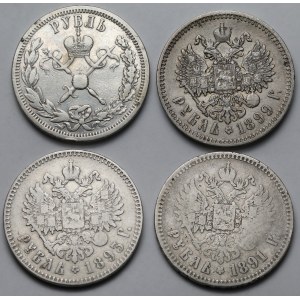 Rosja, Aleksander III i Mikołaj II, Rubel 1891-1899 - zestaw (4szt)