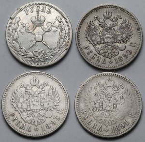 Russia, Alexander III and Nicholas II, Ruble 1891-1899 - set (4pcs)