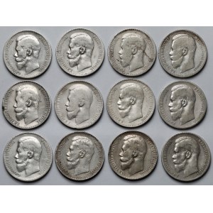 Rosja, Mikołaj II, Ruble 1896-1900 - zestaw (12szt)