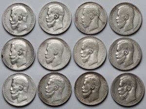 Russie, Nicolas II, Rouble 1896-1900 - set (12pcs)