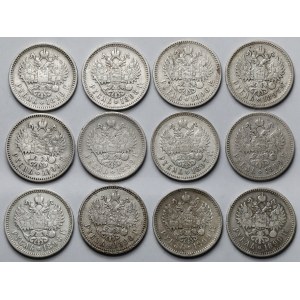 Rosja, Mikołaj II, Ruble 1896-1900 - zestaw (12szt)