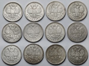 Russie, Nicolas II, Rouble 1896-1900 - set (12pcs)
