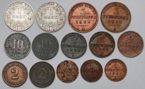 Allemagne, 1-10 fenig et 1 mark 1850-1921 - set (14pcs)