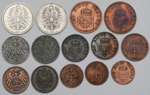Allemagne, 1-10 fenig et 1 mark 1850-1921 - set (14pcs)