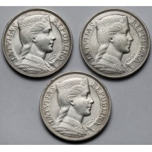 Łotwa, 5 lati 1929-1932 - zestaw (3szt)