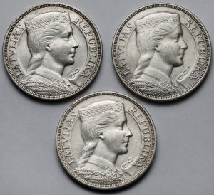 Latvia, 5 lati 1929-1932 - set (3pcs)