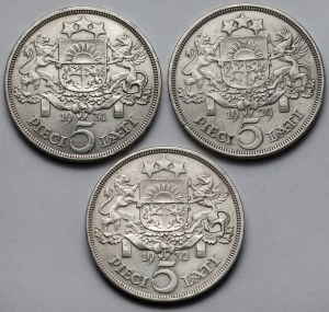 Latvia, 5 lati 1929-1932 - set (3pcs)