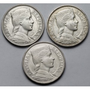 Łotwa, 5 lati 1929-1932 - zestaw (3szt)