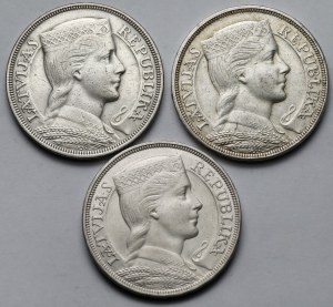 Latvia, 5 lati 1929-1932 - set (3pcs)