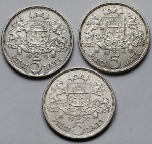 Latvia, 5 lati 1929-1932 - set (3pcs)