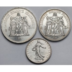 Francja, 5-50 franków 1960-1978 - zestaw (3szt)