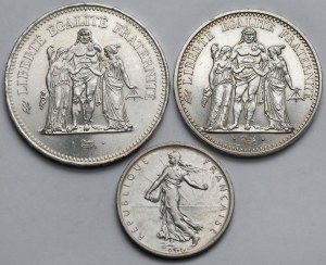 France, 5-50 francs 1960-1978 - set (3pc)