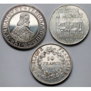 Europa, Srebrne monety i medale - zestaw (3szt)