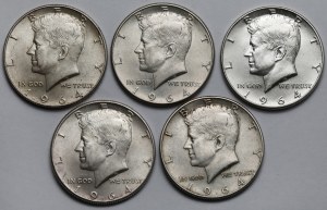USA, 1/2 dollar 1964 - set (5pcs)