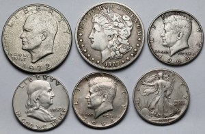 USA, 1/2 - $1 1887-1972 - set (6pcs)