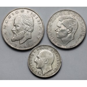 Węgry, Rumunia i Jugosławia, Monety srebrne 1931-1948 - zestaw (3szt)