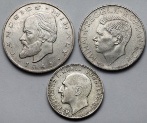 Hongrie, Roumanie et Yougoslavie, Pièces en argent 1931-1948 - set (3pcs)