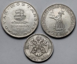 Hongrie, Roumanie et Yougoslavie, Pièces en argent 1931-1948 - set (3pcs)