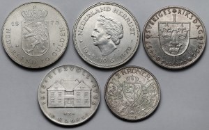 Pays-Bas, Norvège et Suède, Pièces en argent 1913-1973 - set (5pc)
