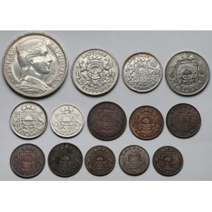 Łotwa, 1 santims - 5 lati 1922-1939 - zestaw (14szt)