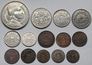 Latvia, 1 santims - 5 lati 1922-1939 - set (14pcs)